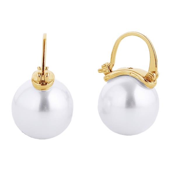 14K GOLD/WHITE GOLD DIPPED PEARL PIN CATCH EARRING