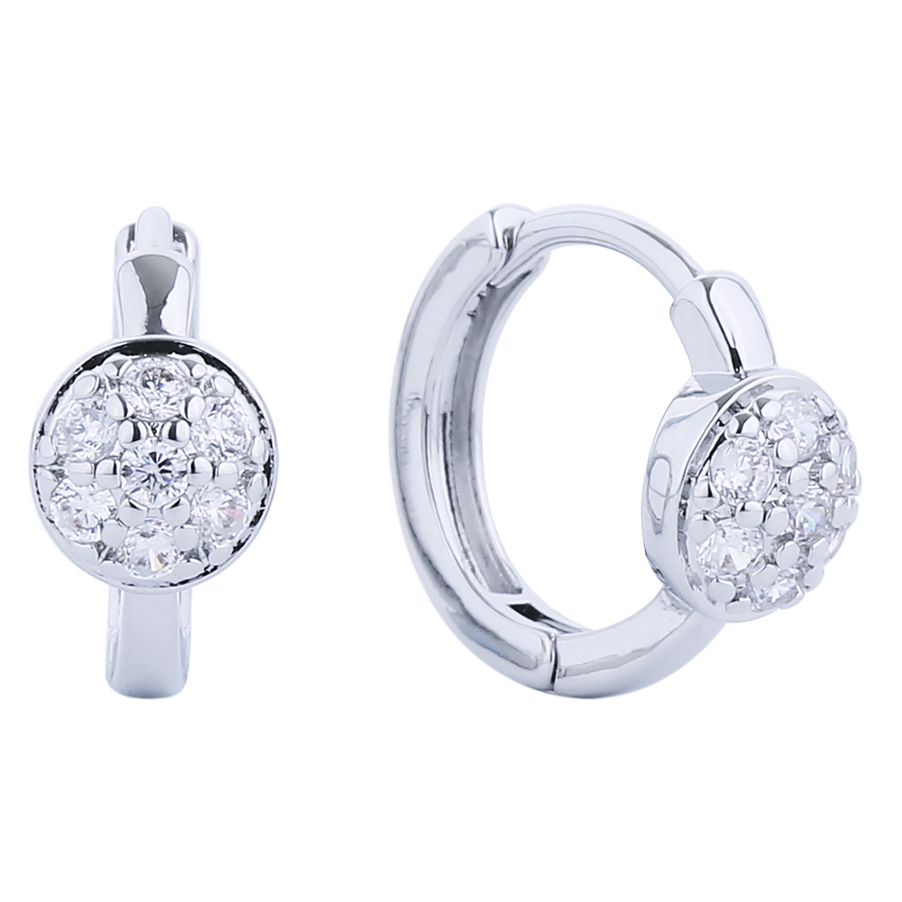 14K GOLD DIPPED HUGGIE HOOP CZ PAVED EARRING