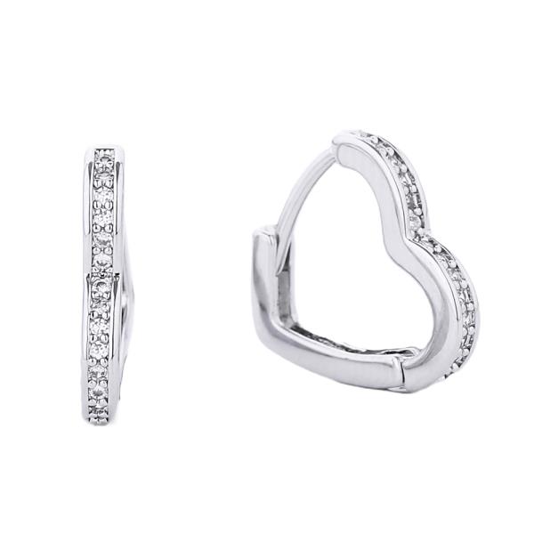14K GOLD/WHITE GOLD DIPPED HEART SHAPE CZ PAVED EARRING