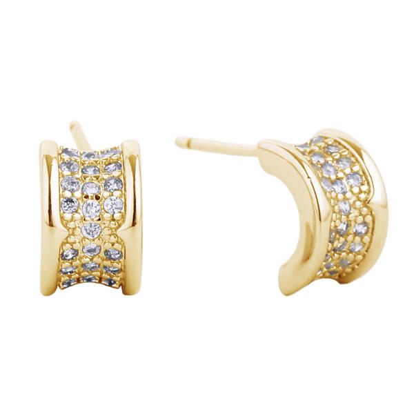 14K GOLD/WHITE GOLD DIPPED POST CZ PAVED EARRING