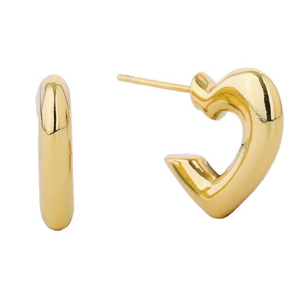 14K GOLD DIPPED POST HEART EARRING