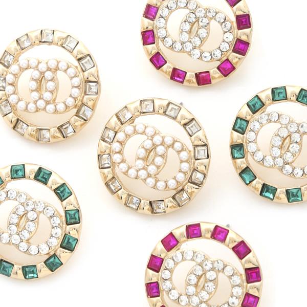 DOUBLE CIRCLE RHINESTONE METAL EARRING