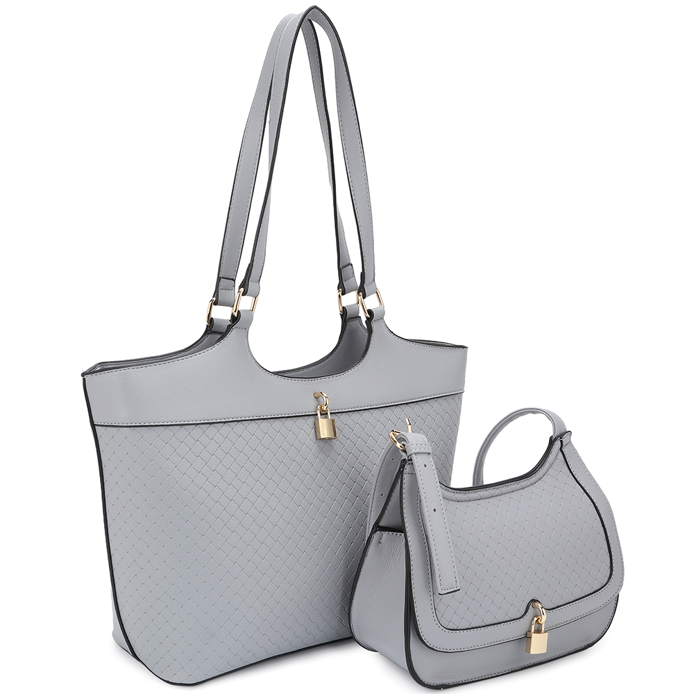 2IN1 SMOOTH TEXTURE TOTE BAG WITH CROSSBODY SET