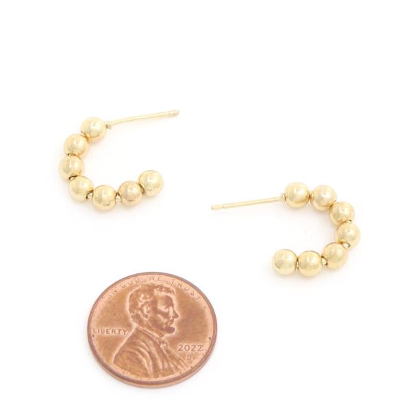 14K GOLD DIPPED BALL BEAD LINK OPEN HOOP EARRING