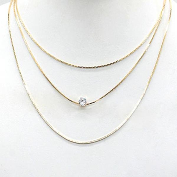 3 LAYER SNAKE CHAIN CZ PENDANT NECKLACE