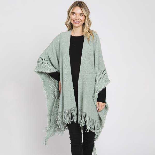 KNIT RUANA WITH FRINGE