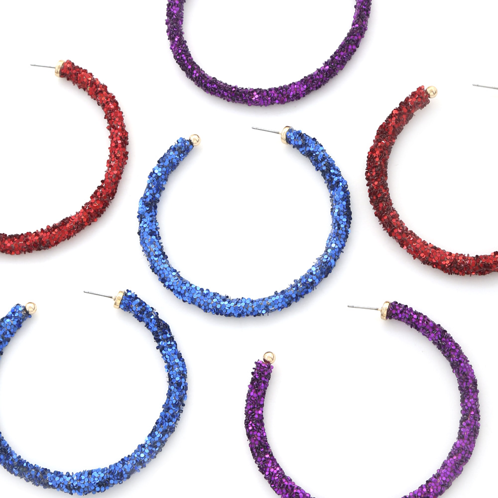 GLITTER OPEN HOOP EARRING