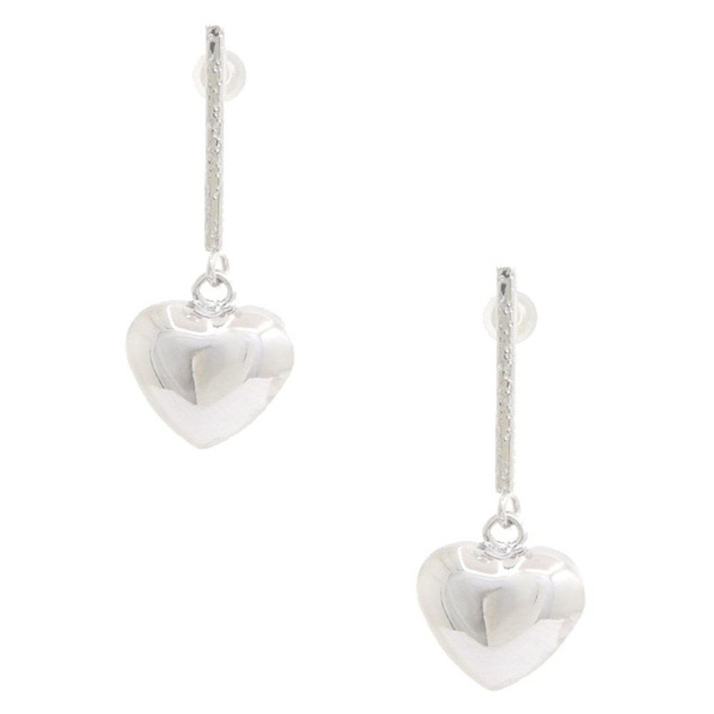 PUFFY HEART DANGLE EARRING