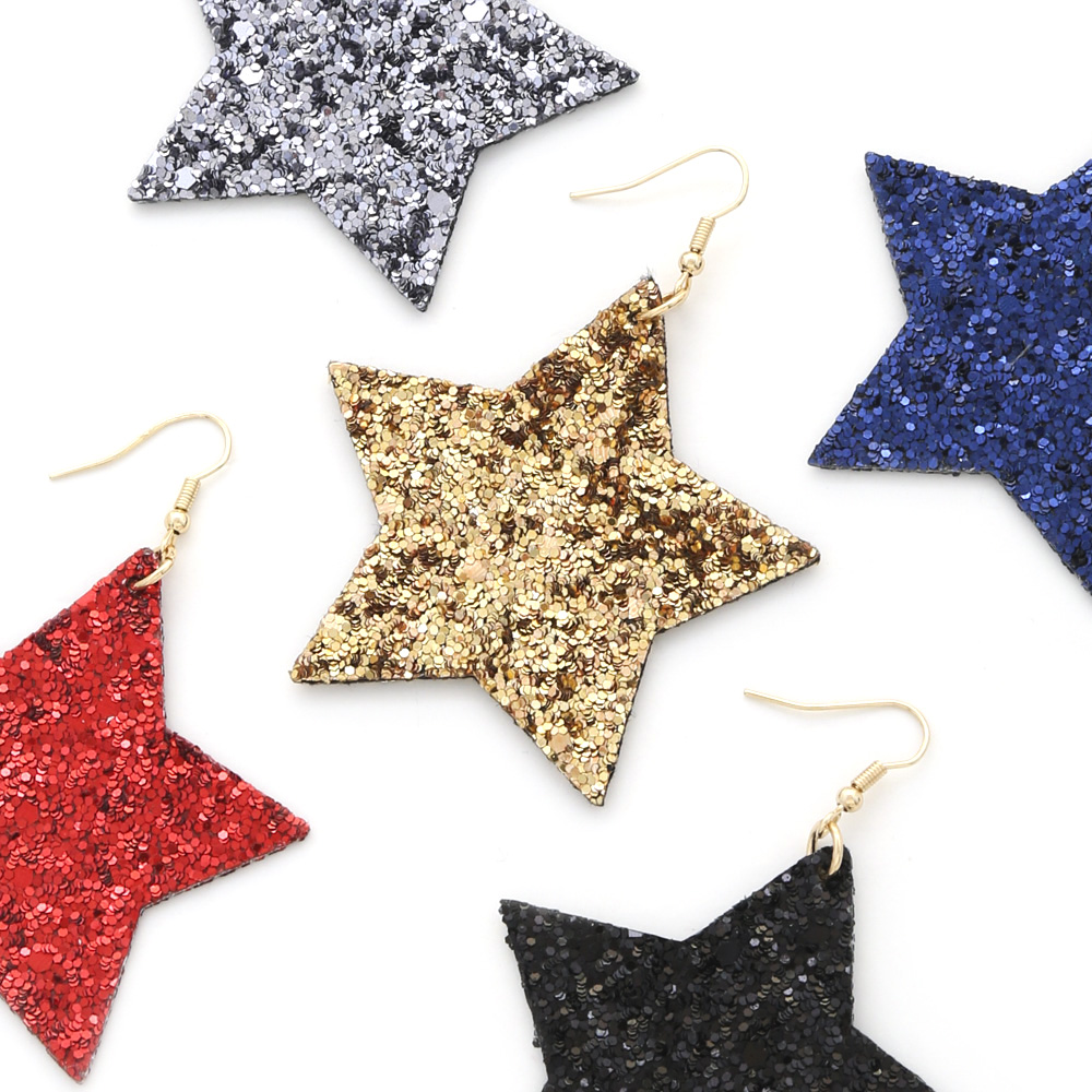 GLITTER STAR DANGLE EARRING