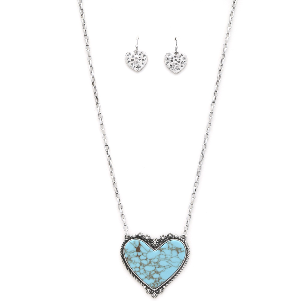 HEART TURQUOISE PENDANT NECKLACE