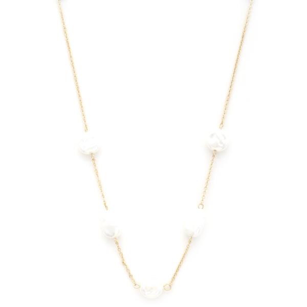 PEARL BEAD STATION NECKLACE