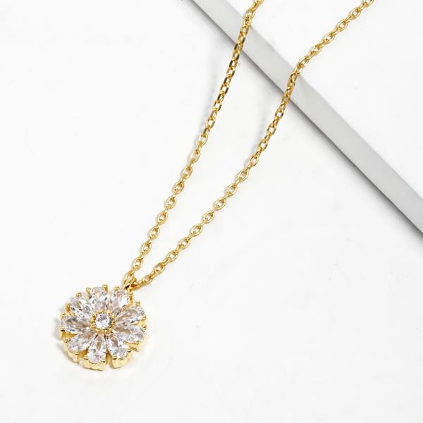 CRYSTAL FLOWER CHARM NECKLACE