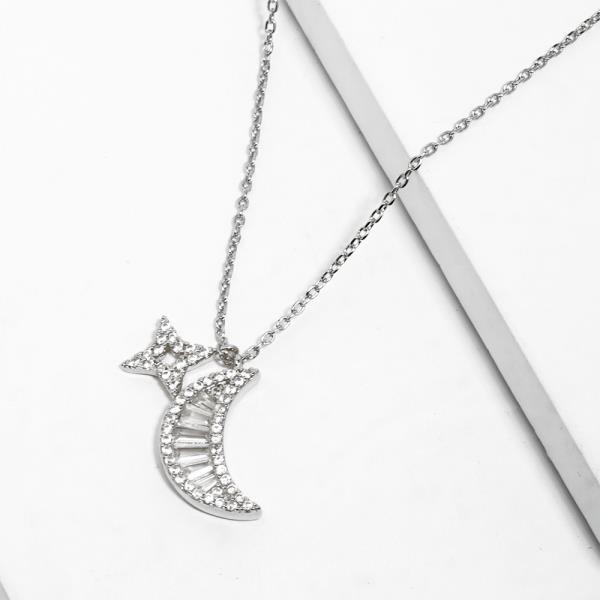 MOON STAR CRYSTAL CHARM NECKLACE
