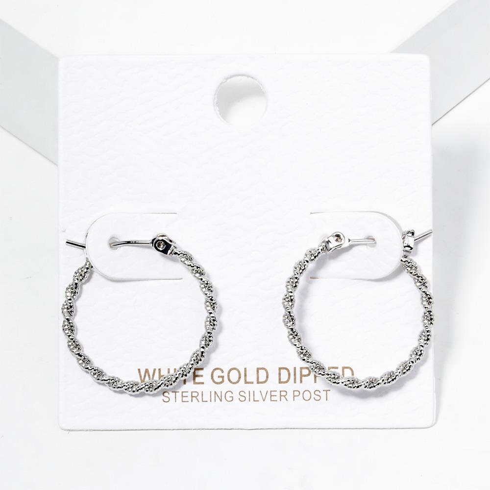 GOLD DIPPED TEXTURE TWISTED HOOP EARRING