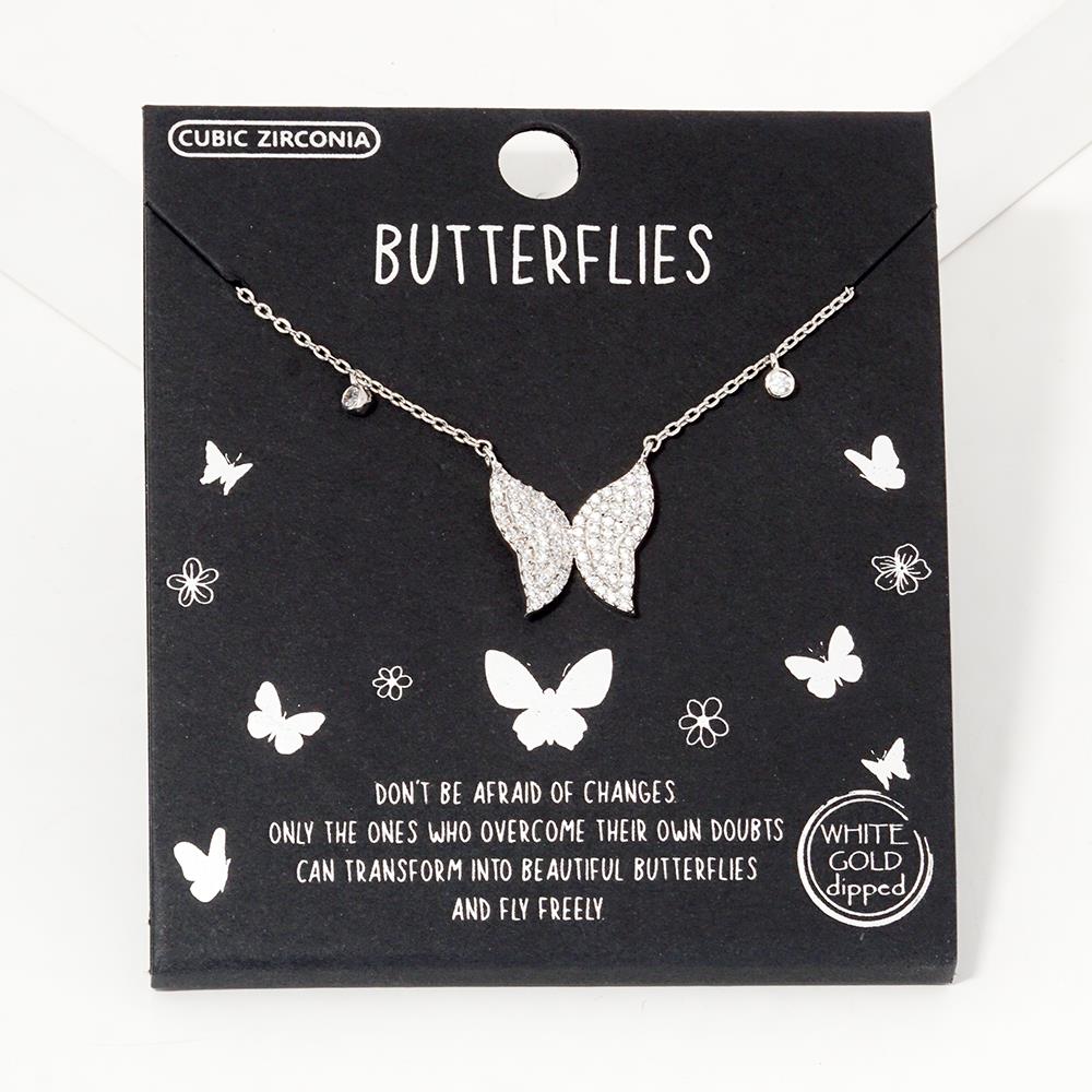 18K GOLD RHODIUM DIPPED BUTTERFLIES NECKLACE