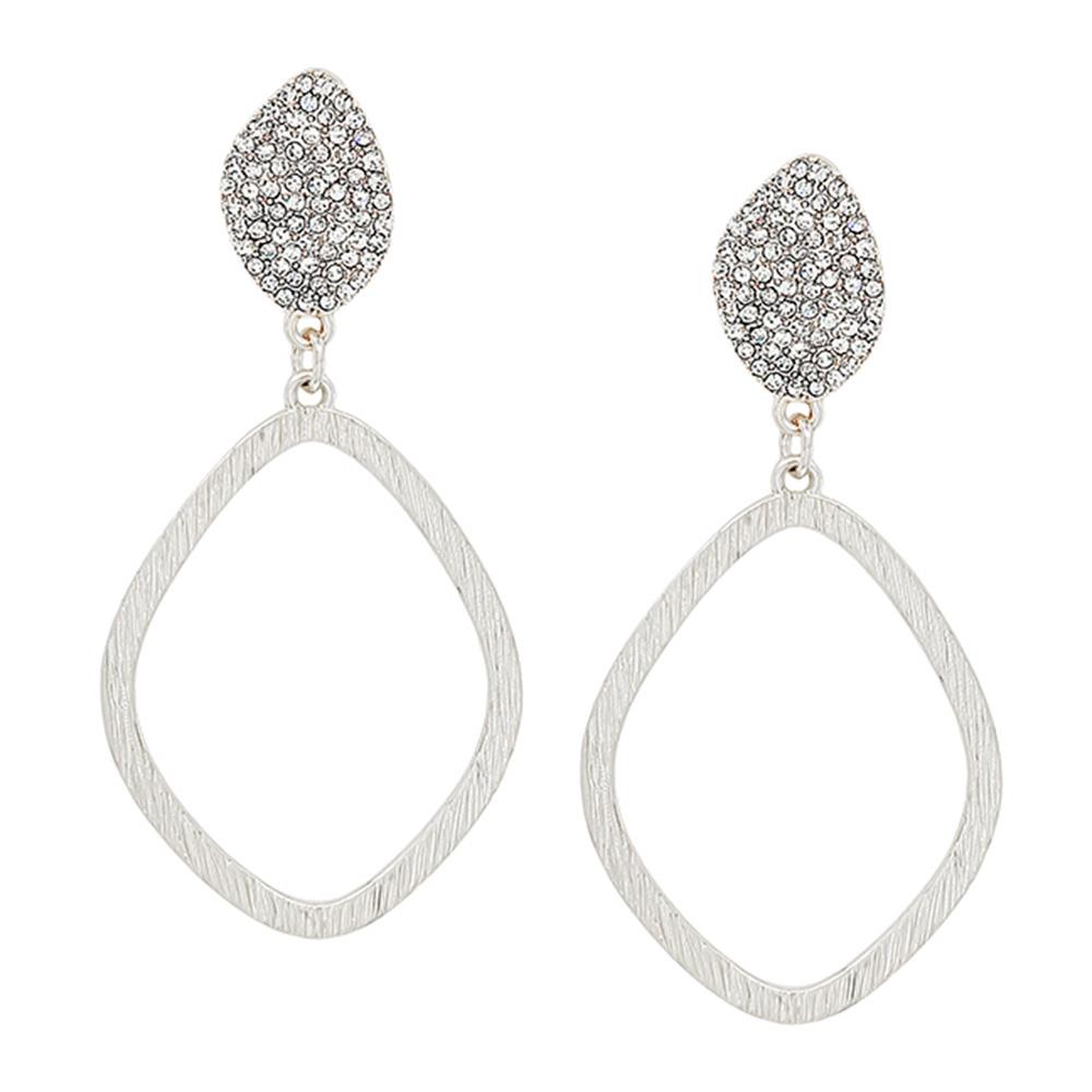 GEOMETRIC SHAPE PAVE DROP ROUND EARRING