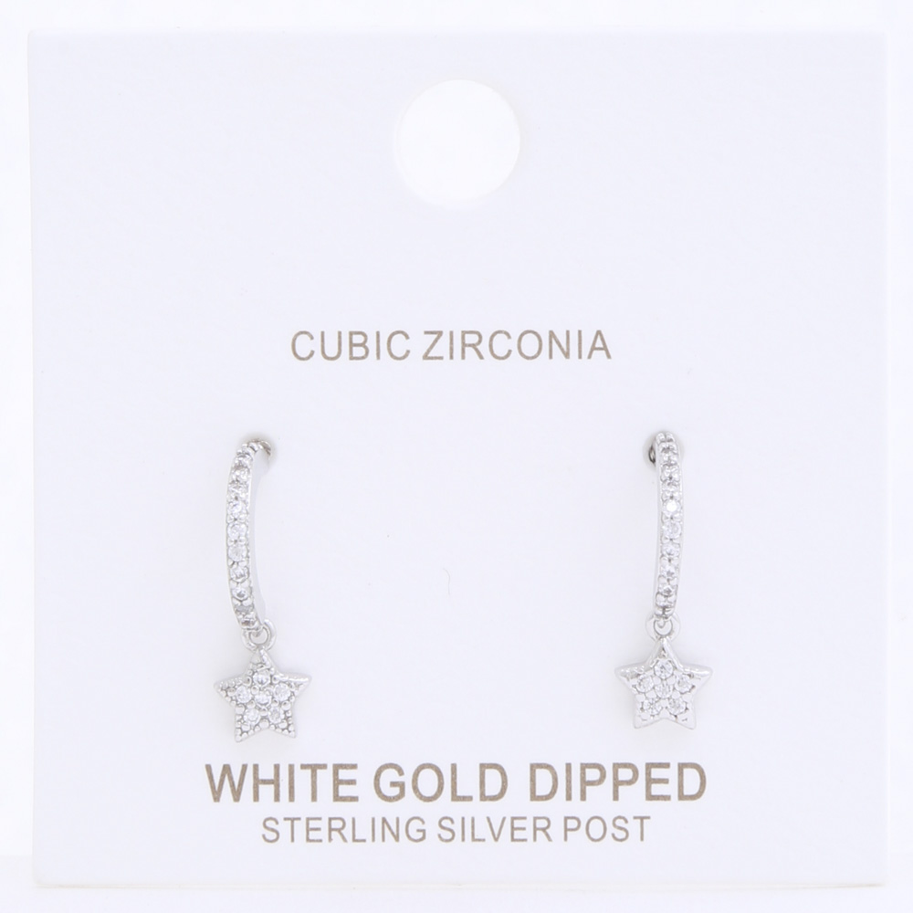 CZ GOLD DIPPED STAR CURVE BAR POST EARRING