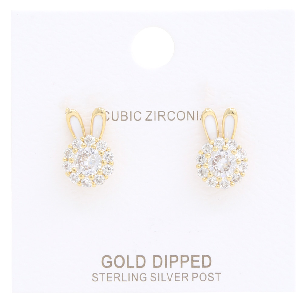 CZ GOLD DIPPED BUNNY POST EARRING