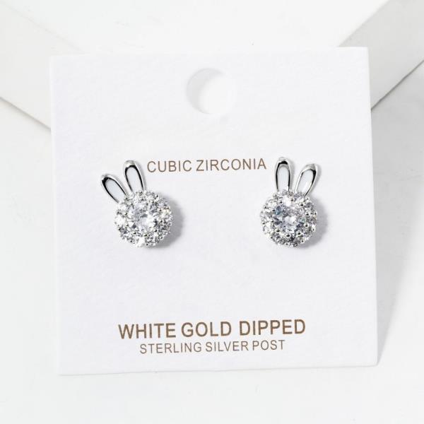 CZ GOLD DIPPED BUNNY POST EARRING