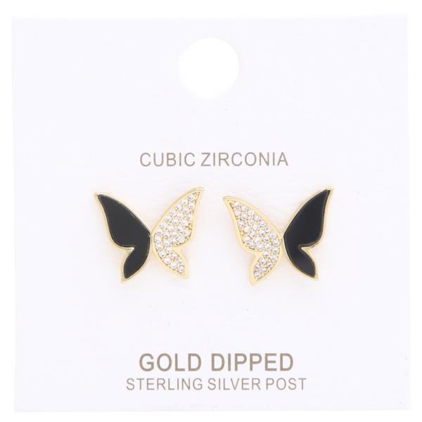 CZ GOLD DIPPED BUUTERFLY EARRING