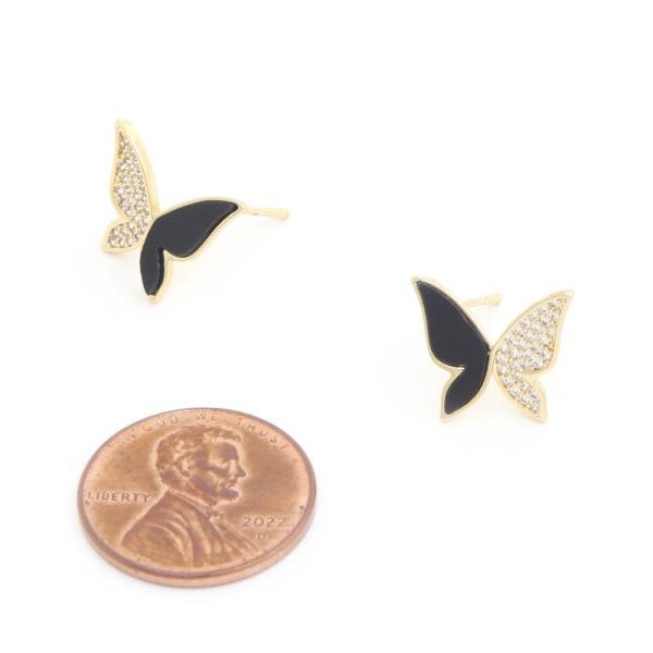 CZ GOLD DIPPED BUUTERFLY EARRING