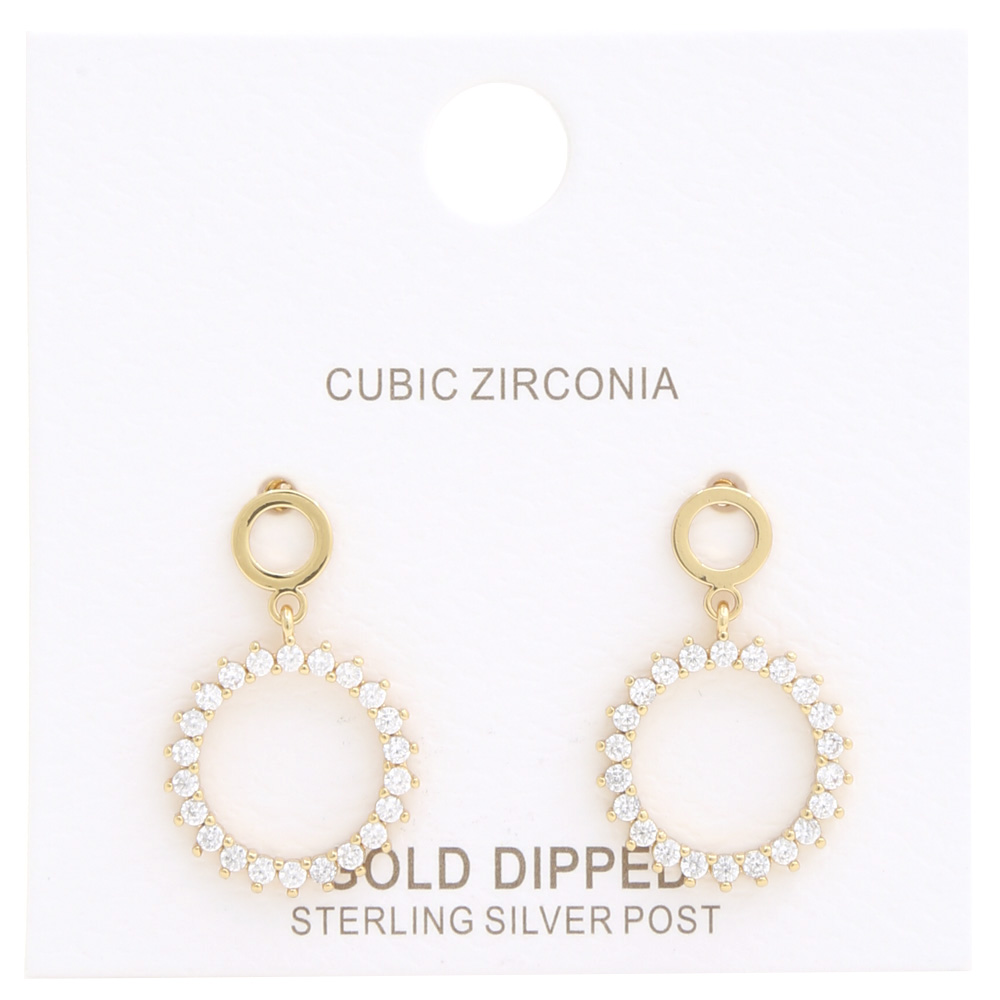 CZ GOLD DIPPED ROUND EARRING