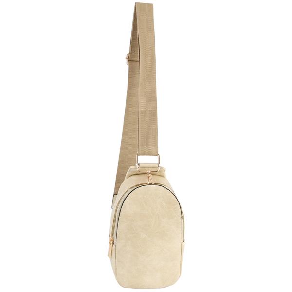 PLAIN CHIC ZIPPER SLING CROSSBODY BAG