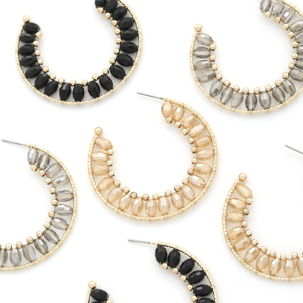 BEADED OPEN CIRCLE EARRING