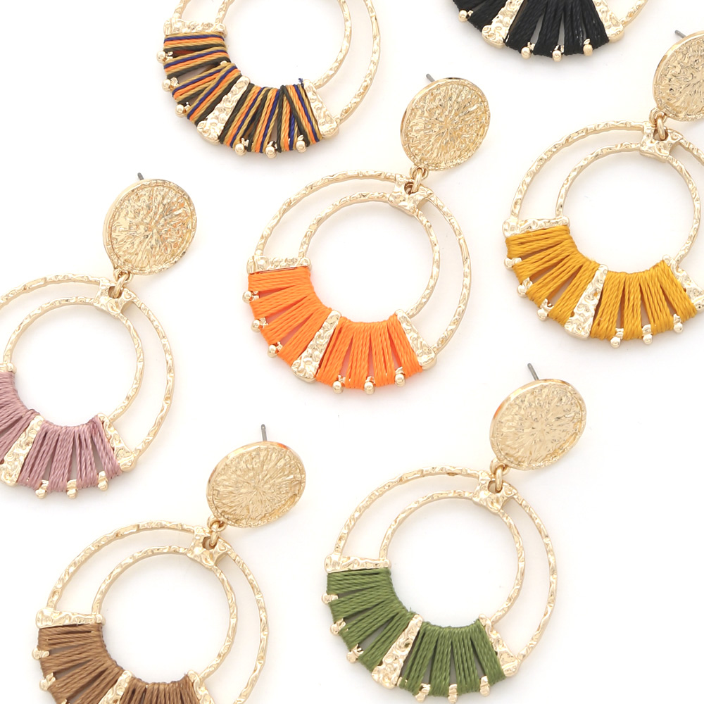 THREAD METAL TEXTURE DANGLE EARRING