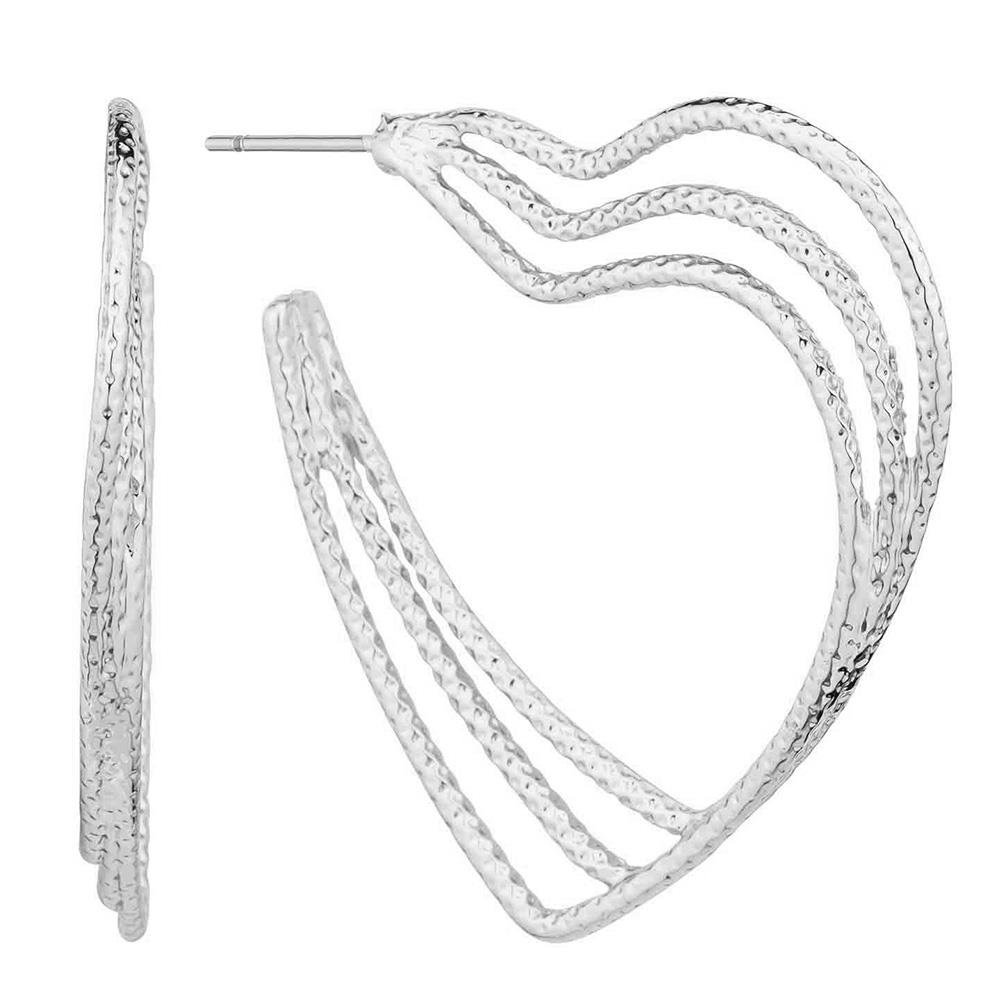 TEXTURE METAL HEART EARRING