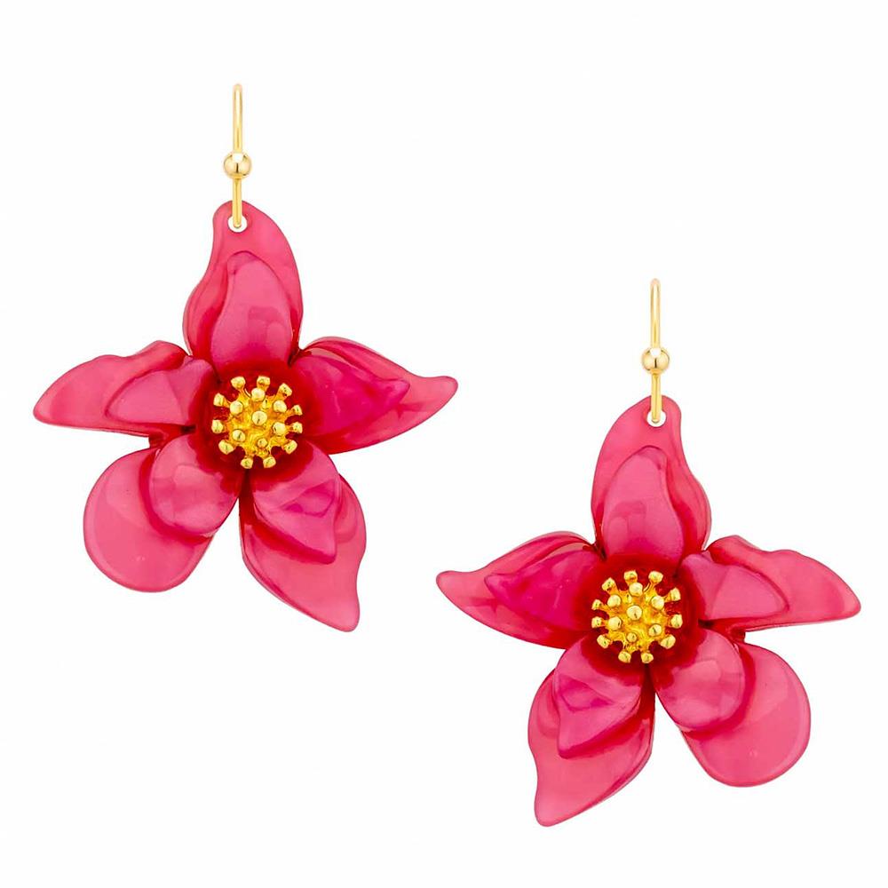 ACETATE FLOWER DANGLE EARRING