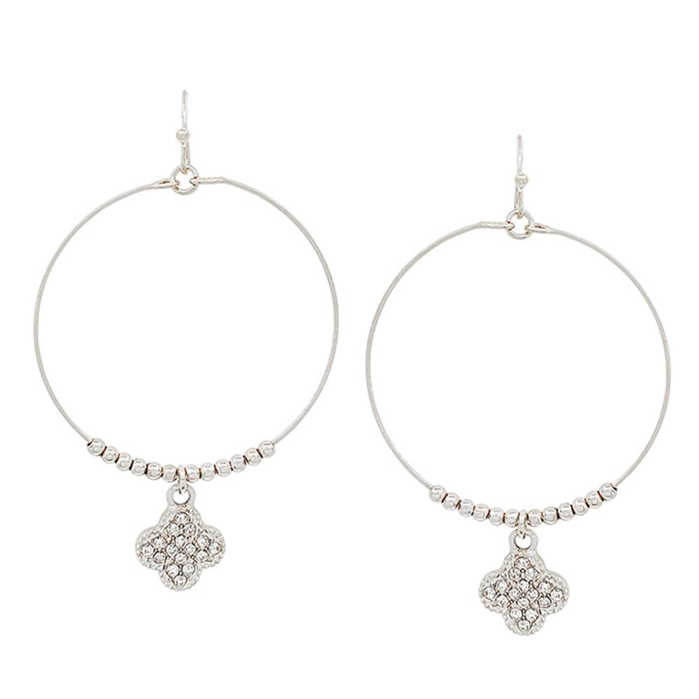 CLOVER PAVE CHARM WITH CCB ACCENT WIRE EARRING