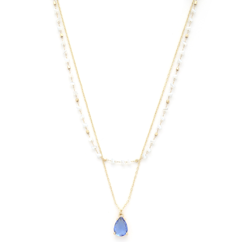 TEARDROP CRYSTAL BEADED LAYERED NECKLACE