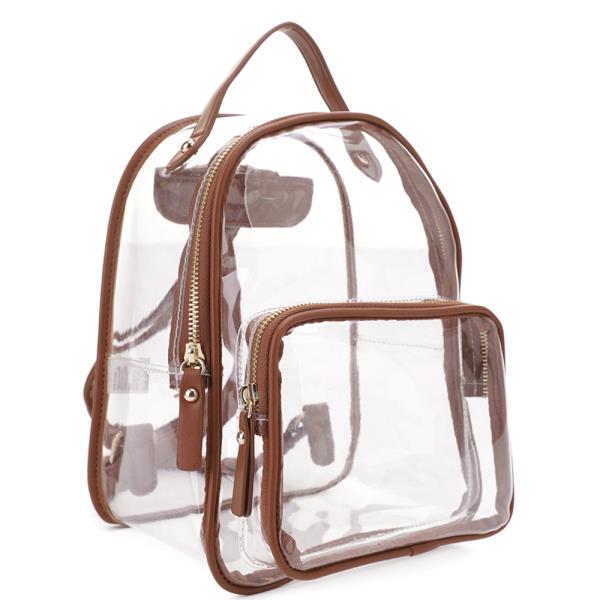 CLEAR COLOR OUTLINED ZIPPER HANDLE BACKPACK