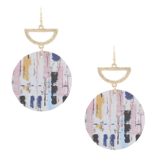 COLORFUL PATTERN ROUND DANGLE EARRING