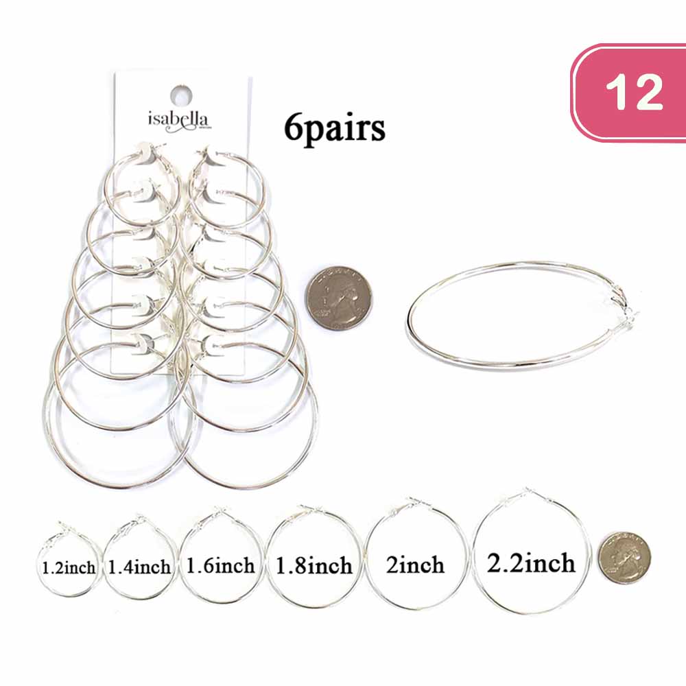 FASHION SIX PAIR HOOP EARRING(12UNITS)