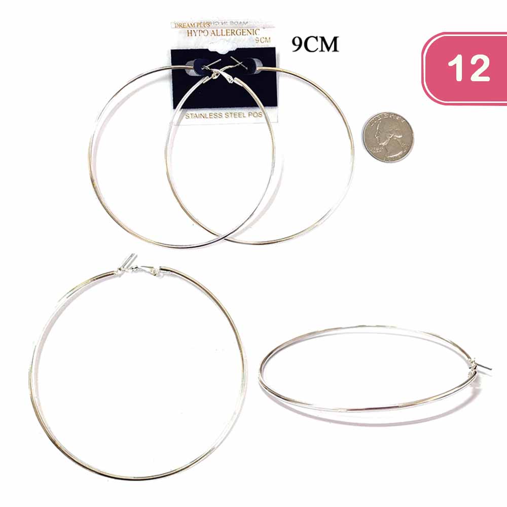 FASHION STAINLESS STEEL HOOP EARRING (12UNITS)