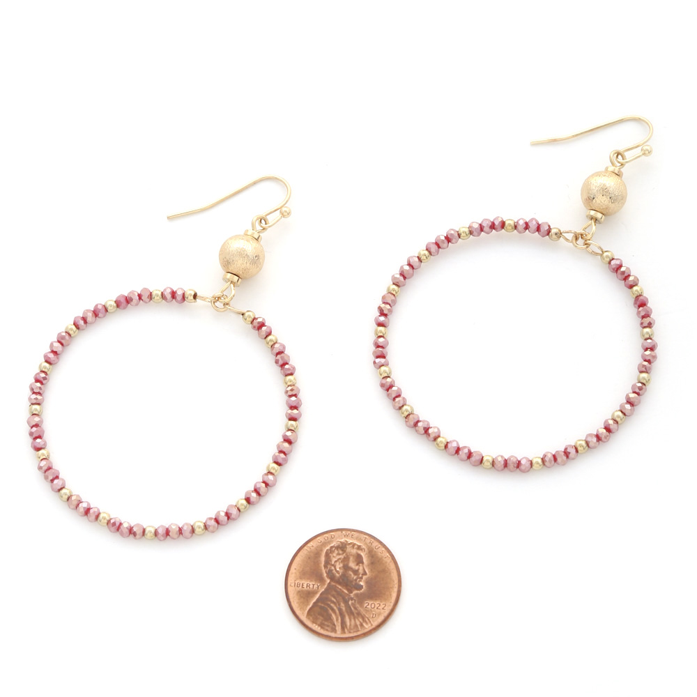 SATIN BALL ACC GLASS BEADS ROUND EARRING