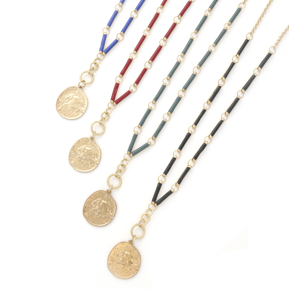 COIN CHARM BEADED NECKLACE