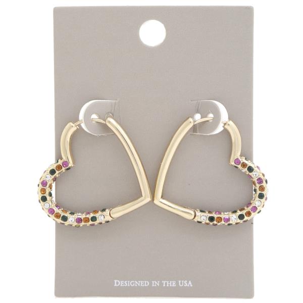 HEART RHNESTONE HOOP EARRING