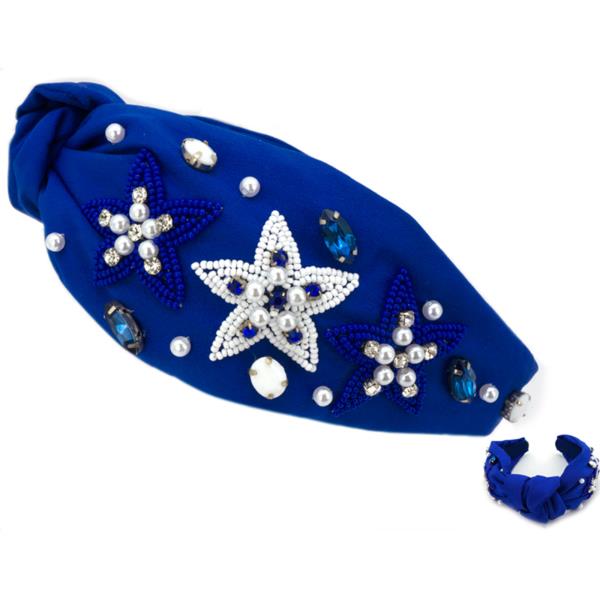 SEED BEAD STARS HEADBAND WITH PEARLS