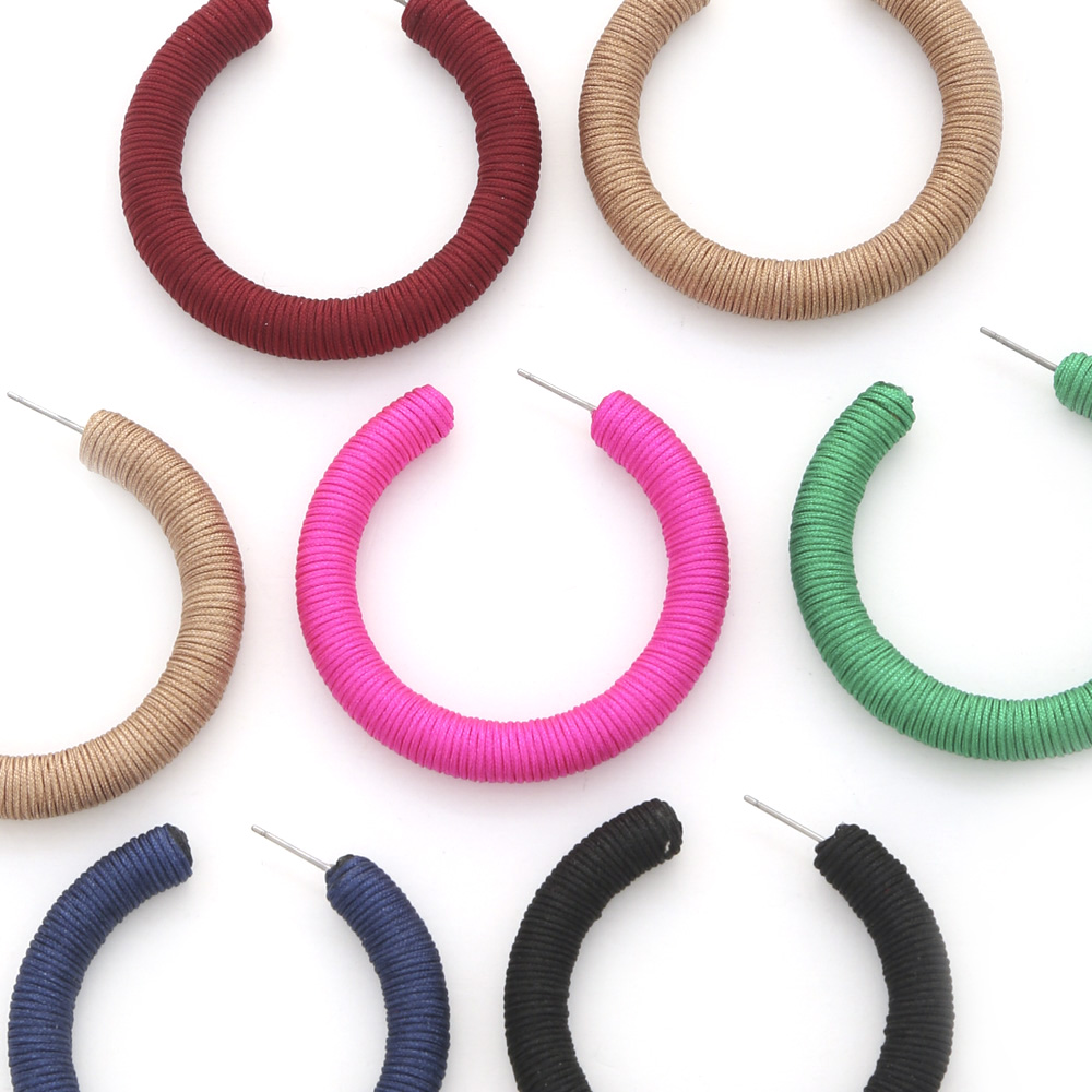 THREAD WRAPPING ROUND HOOP EARRING