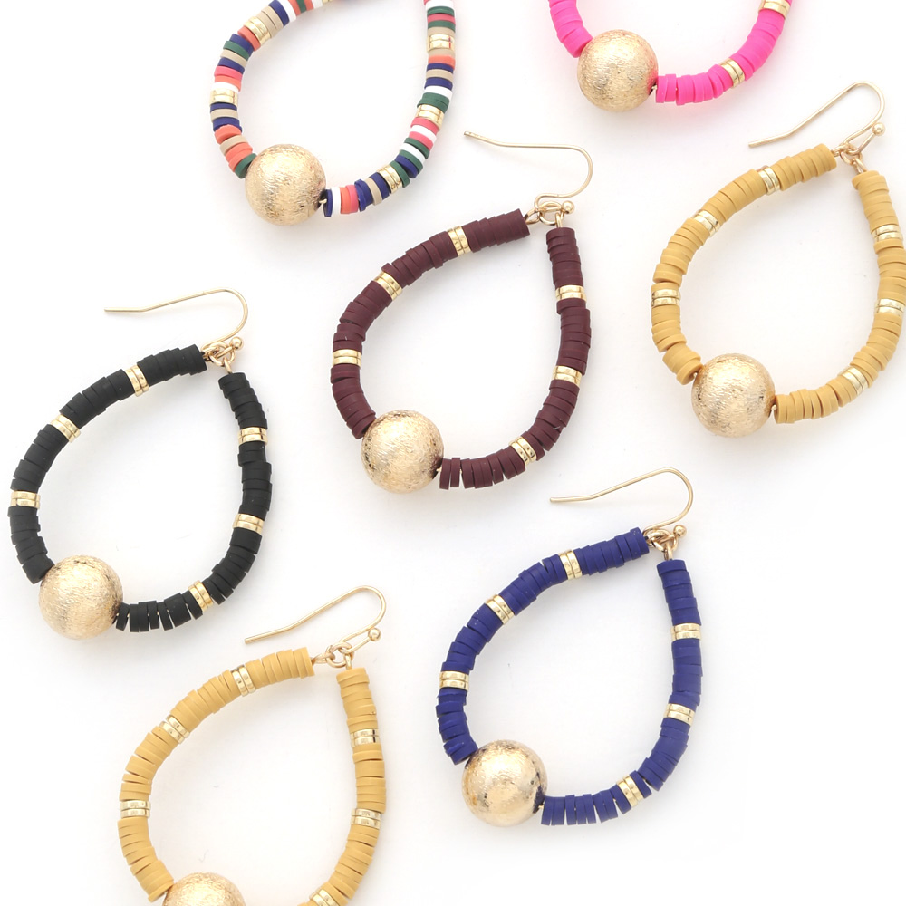 RUBBER BEADS TEARDROP SATIN BALL EARRING