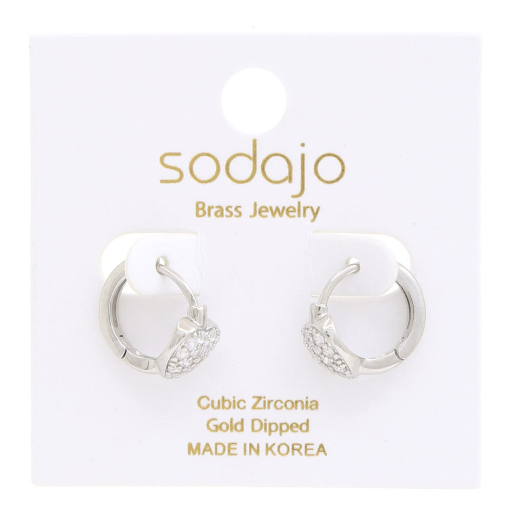 SODAJO CZ HEART HUGGIE EARRING