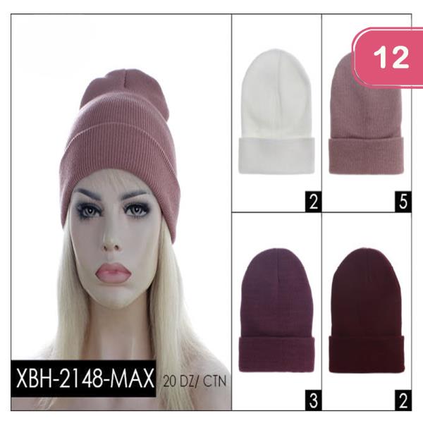 FASHION ASSORTED COLOR BEANIES HAT (12 UNITS)