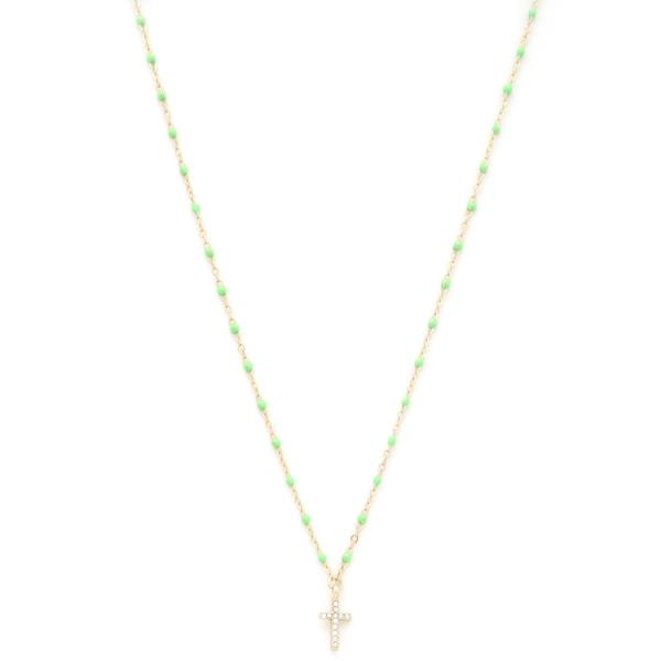 CROSS CHARM BEADED NECKLACE