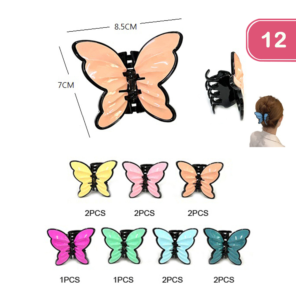 FASHION BUTTERFLY JAW HAIR CLIP(12UNITS)