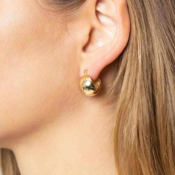 14K GOLD/WHITE GOLD DIPPED BALL SHAPE PIN CATCH EARRING