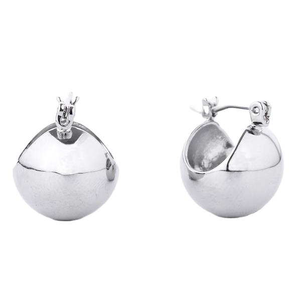 14K GOLD/WHITE GOLD DIPPED BALL SHAPE PIN CATCH EARRING