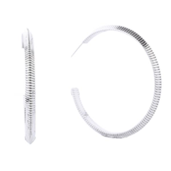 14K GOLD/WHITE GOLD DIPPED POST TEXTURED HOOP EARRING